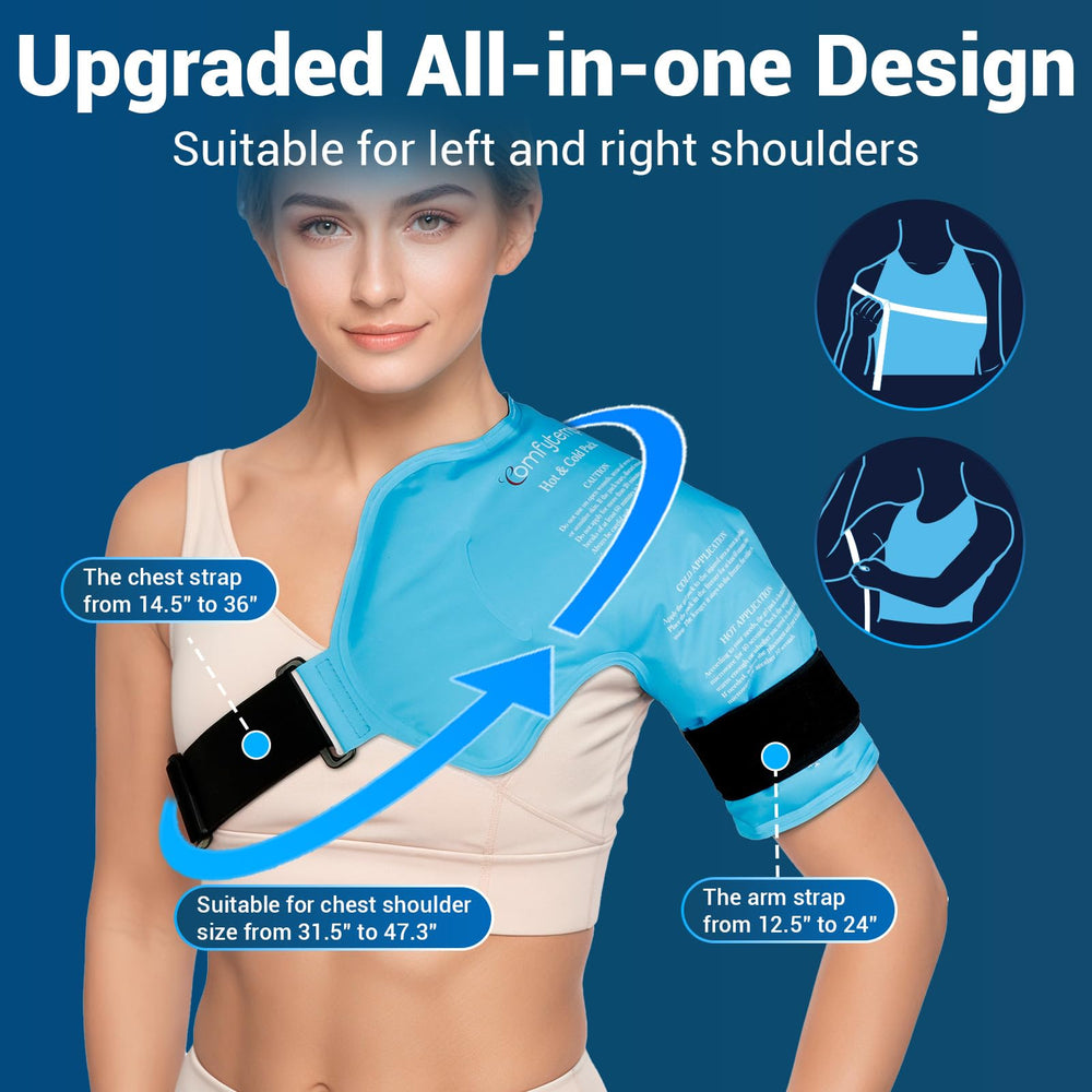 Comfytemp shoulder wrap with adjustable strap stays securely in place.
