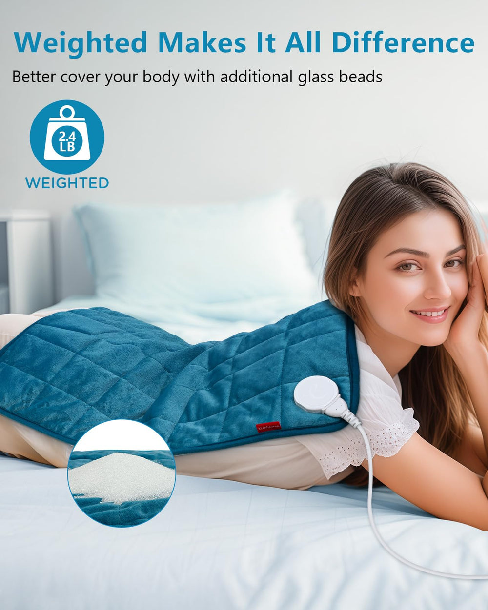 Comfytemp weighted heating pad leg-calf relaxation with even heat