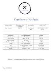 COMPASS LABORATORY Methylene Blue packaging—glass packaging preserves potency.