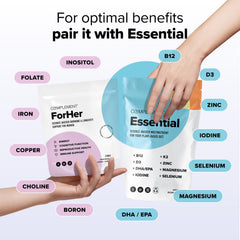 Complement ForHer third-party lab testing seal for purity.