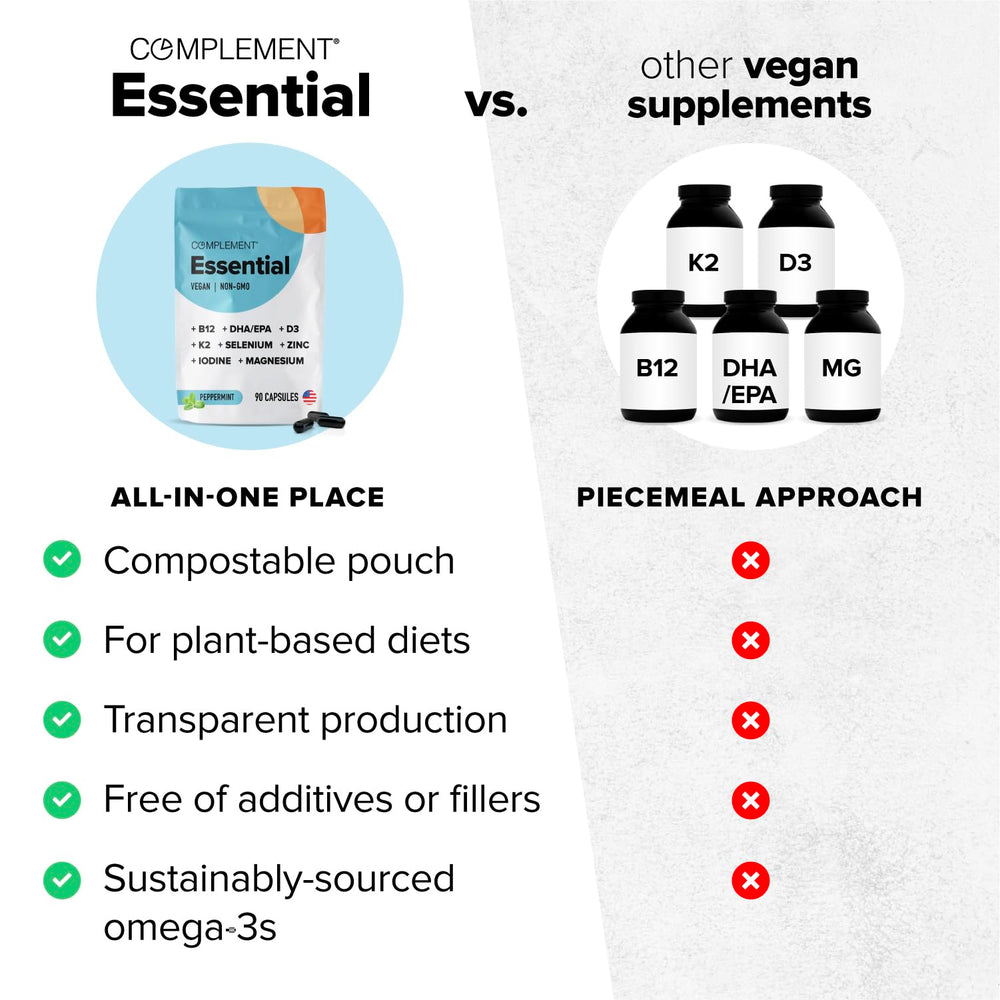 Complement omega-3 DHA and EPA softgels for heart and brain support