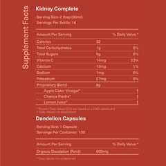 Complete Natural Kidney Complete bottle closeup highlighting liquid concentrate for easy absorption.