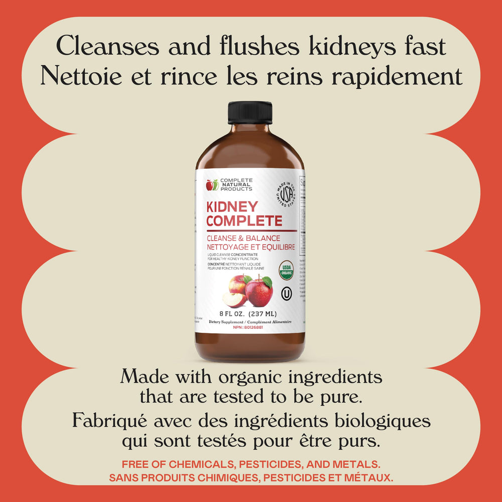 Complete Natural Products Kidney Complete liquid dosage spoon emphasizes easy administration.