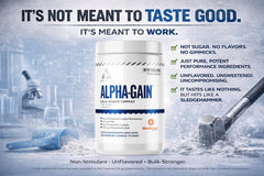 Complete Nutrition Alpha Gain performance shot; signals lean muscle during workouts.
