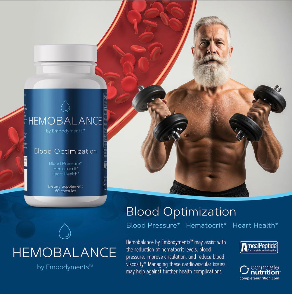 Complete Nutrition HemoBalance capsules pour illustrating convenient dosing in daily routine.