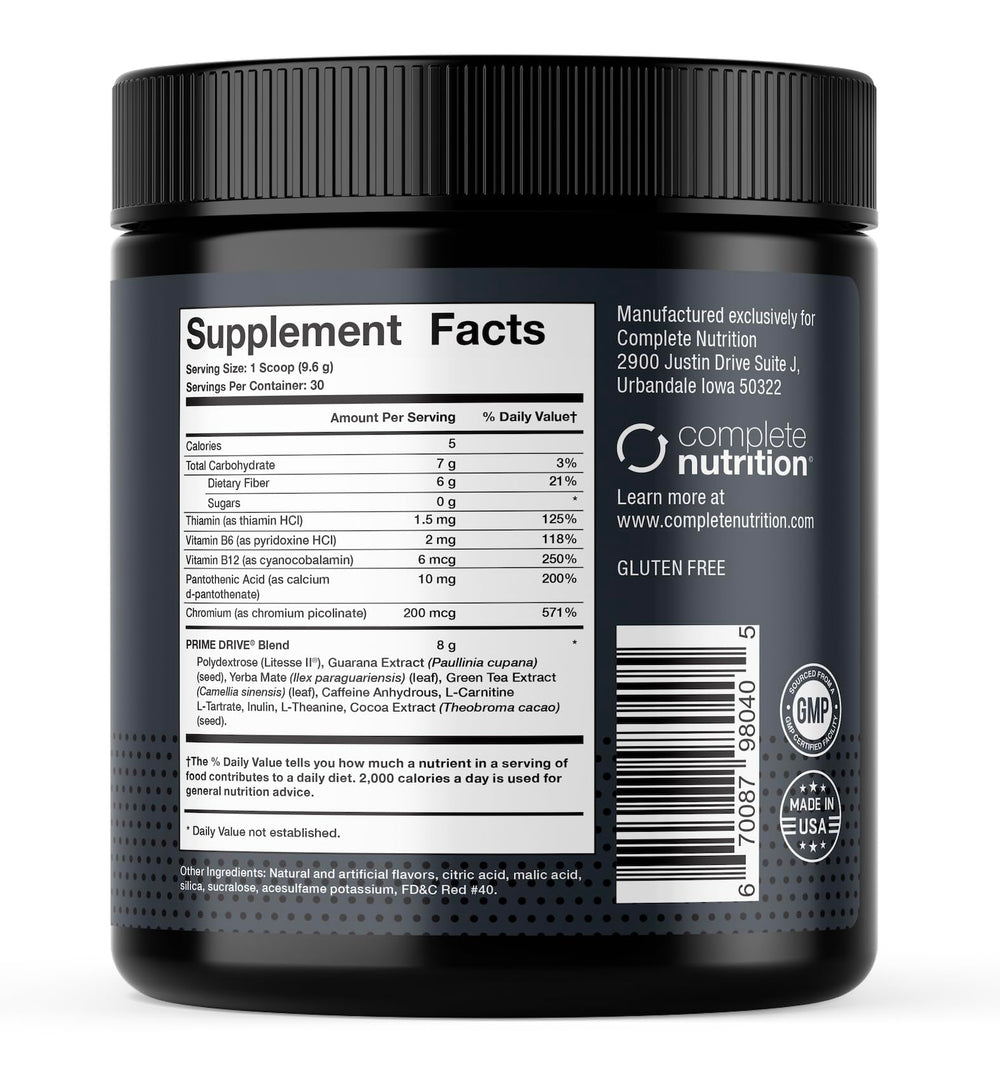 Prime Drive Strawberry Melon powder packaging conveys flavor-forward energy boosts