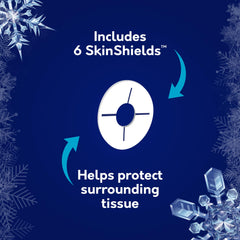 Kit contents show Nitrofreeze pen, four tips, and SkinShields for safe at-home use.