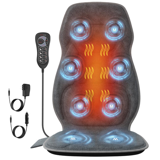Comrelax back massager with plush cover delivers soothing home comfort.