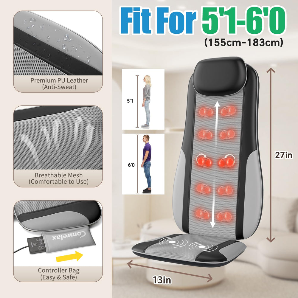 Comrelax back massager height compatibility for 5 ft 1 in to 6 ft tall users