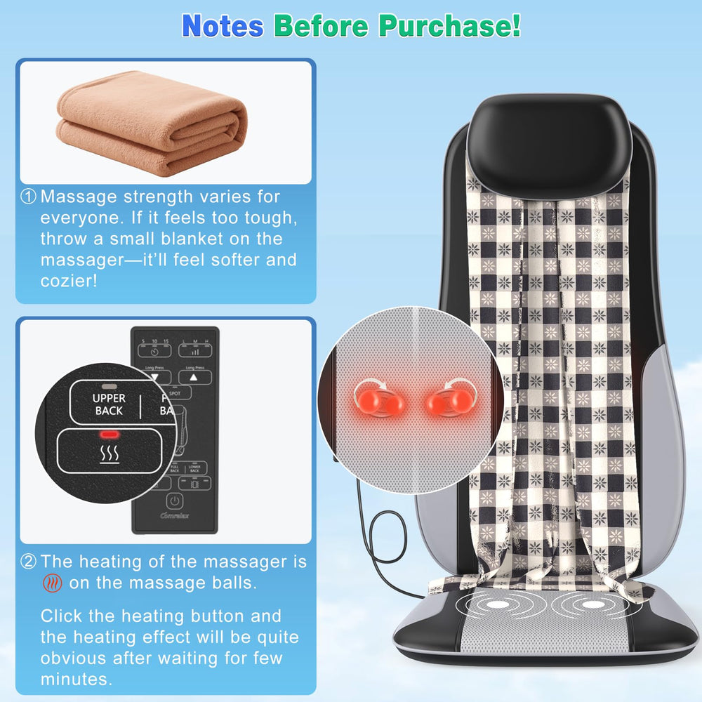 Comrelax Shiatsu massager on sofa for convenient home relaxation