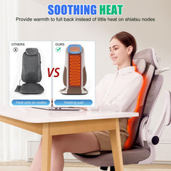 Comrelax strap system keeps massager stable on furniture for secure use.