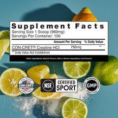 CON-CRET Creatine HCl label emphasizes USA-made quality and trust