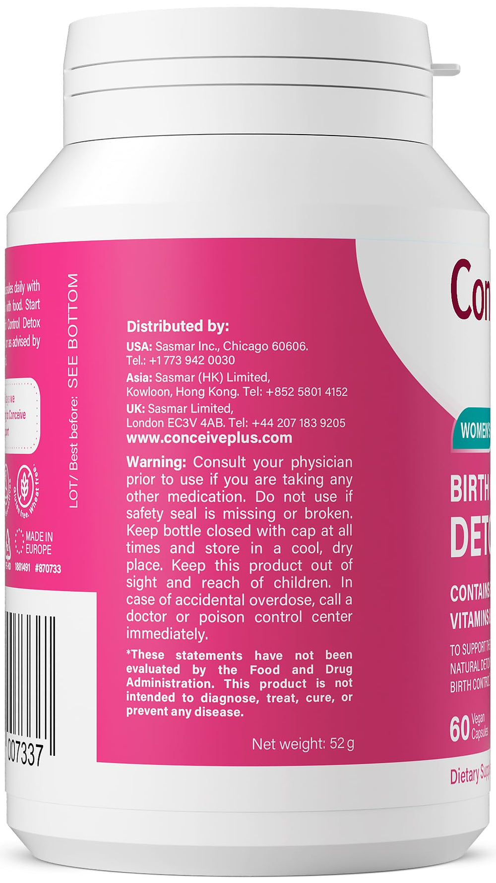 Instruction card included in CONCEIVE PLUS Fertility Detox packaging
