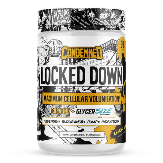 CONDEMNED Labz Locked Down bottle front view emphasizing hydration and energy