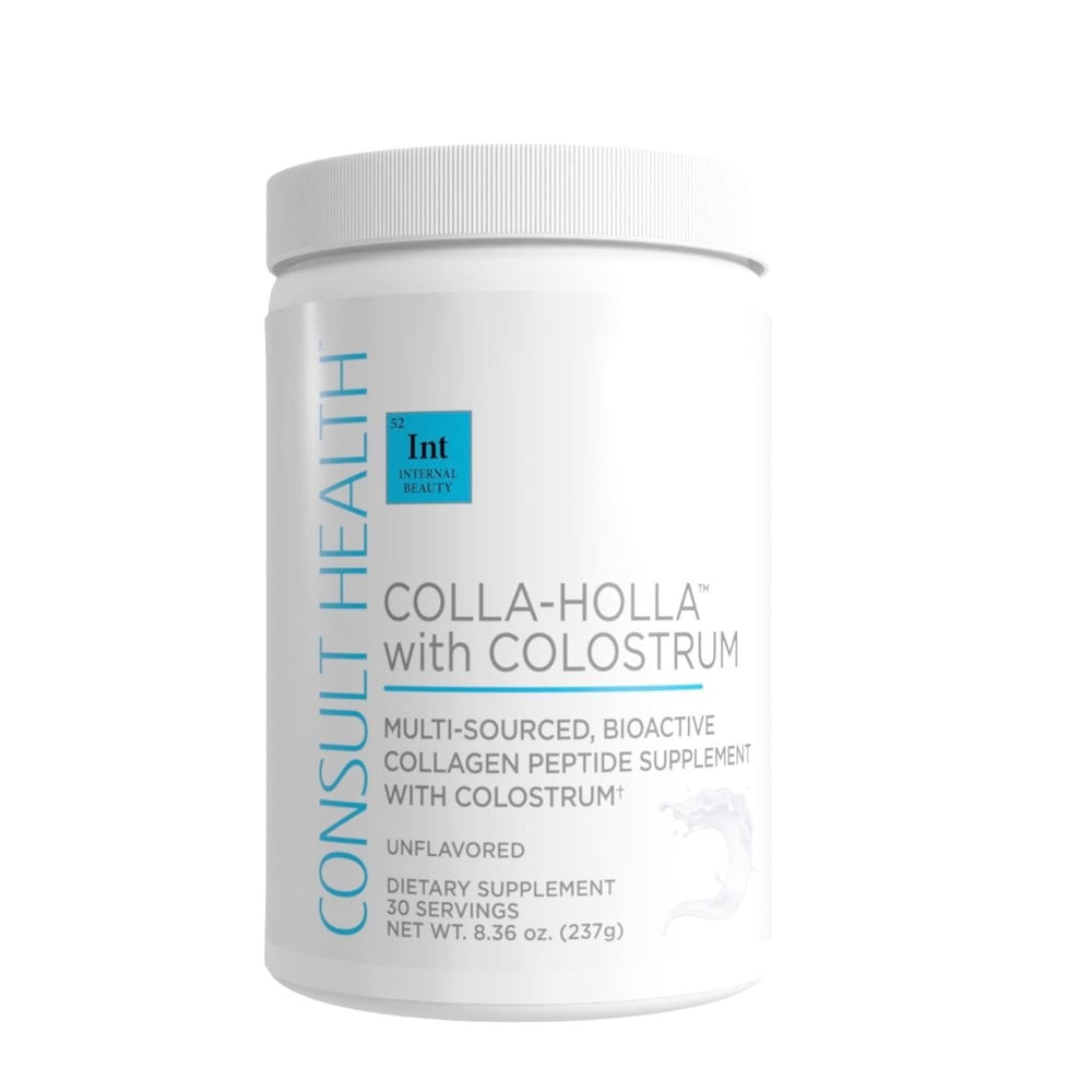 Consult Health Colla Holla bottle pour shows easy daily collagen intake.