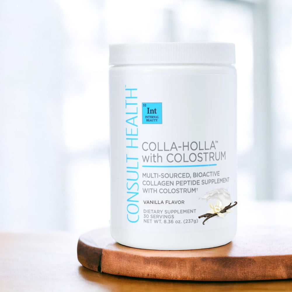 Consult Health Colla-Holla skin-hair-joint graphic emphasizes beauty and joint support