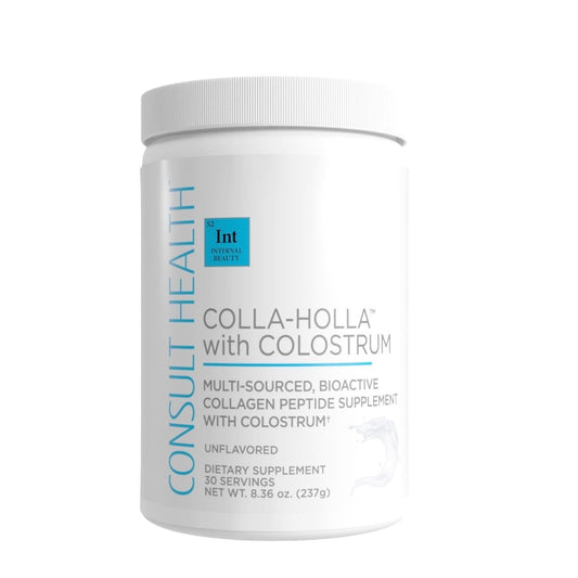 Consult Health Colla-Holla vanilla powder tub ready to mix for radiant skin