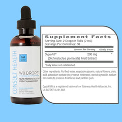 Consult Health W8 Drops on kitchen counter illustrating easy daily habit integration