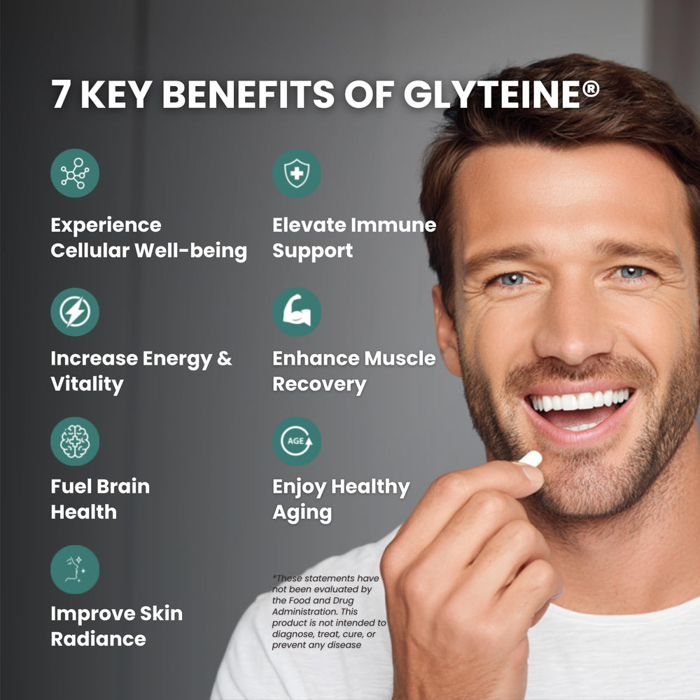 CONTINUAL-G glyteine supplement on a clean desk setup depicting wellness routine