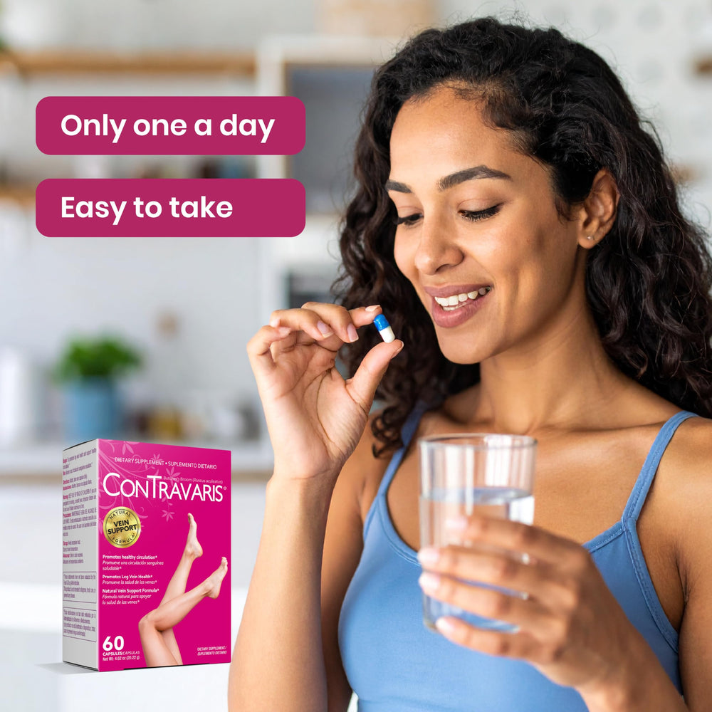Contravaris label details convey quality and purity in capsules.