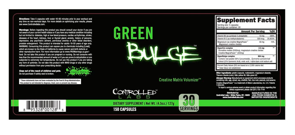 Green Bulge pre-workout use with water suggests potential stamina support