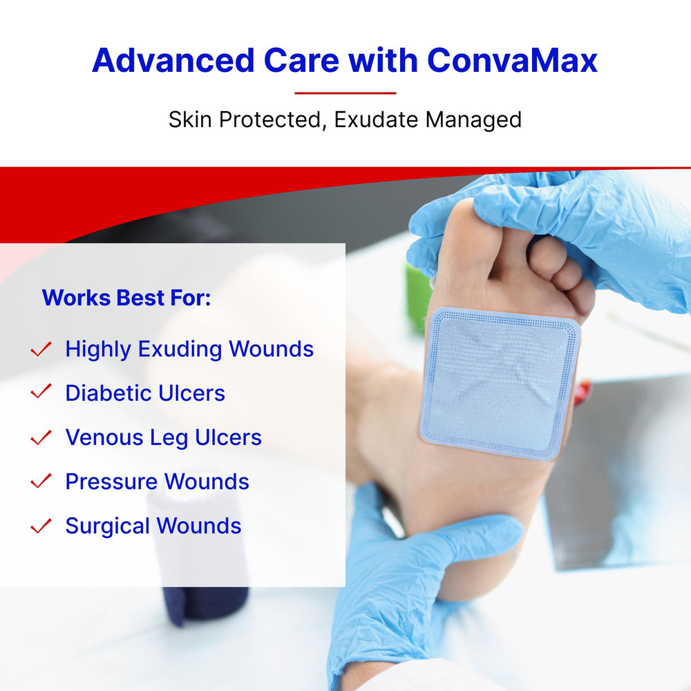ConvaTec ConvaMax non-adhesive with protective backing stays secure.