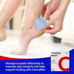 Sterile, individually wrapped ConvaMax dressings for clinical and home use.