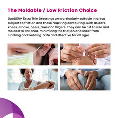 Latex-free DuoDERM Control ensures gentle skin contact for sensitive areas
