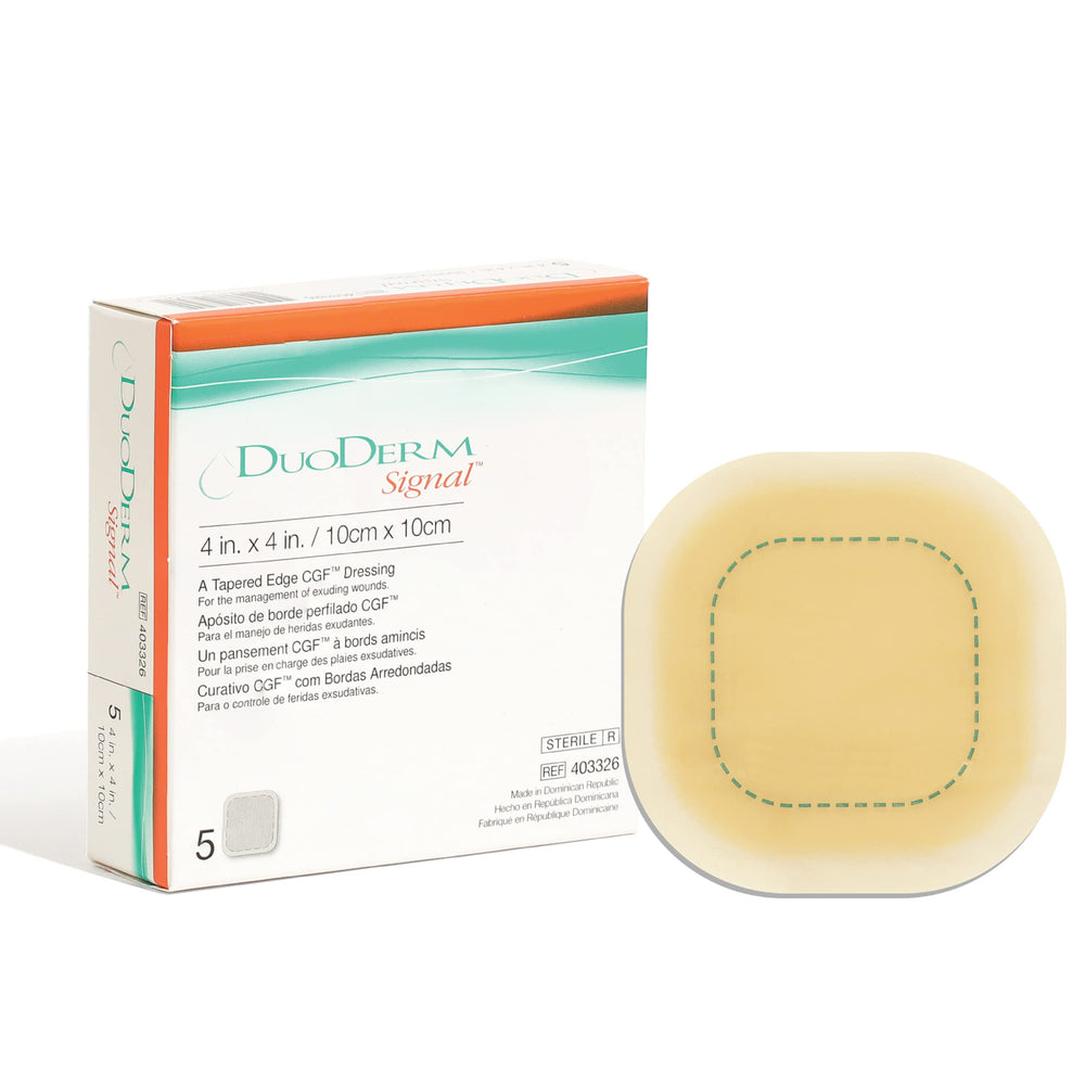 ConvaTec DuoDERM Signal CGF 4x4 dressing front view with change indicator for timely redressing