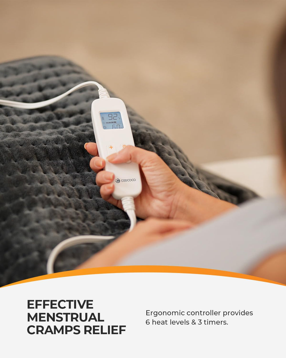 CooCoCo heating pad machine-washable design makes cleaning easy and hygienic.