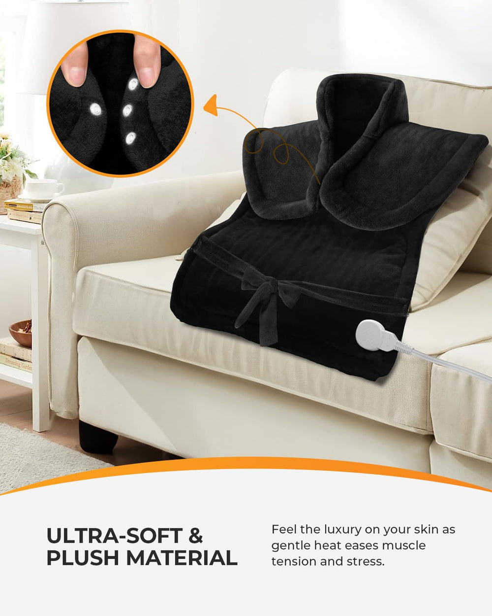 CooCoCo 24x37 size covers large areas for broad warmth across back and shoulders.