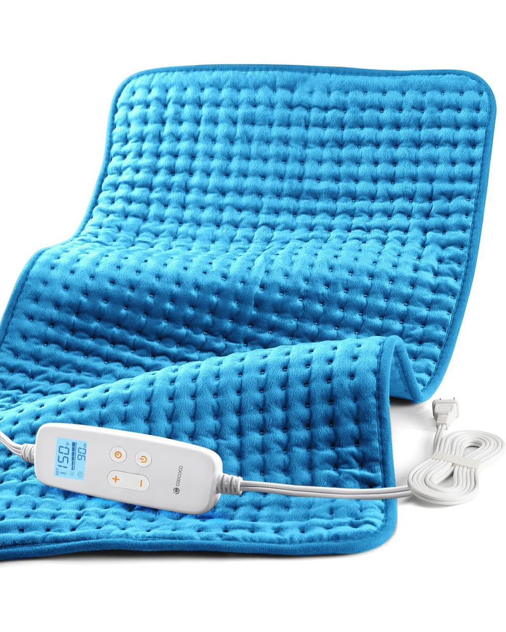 CooCoCo heating pad shows full back coverage for broad warmth and relaxation.