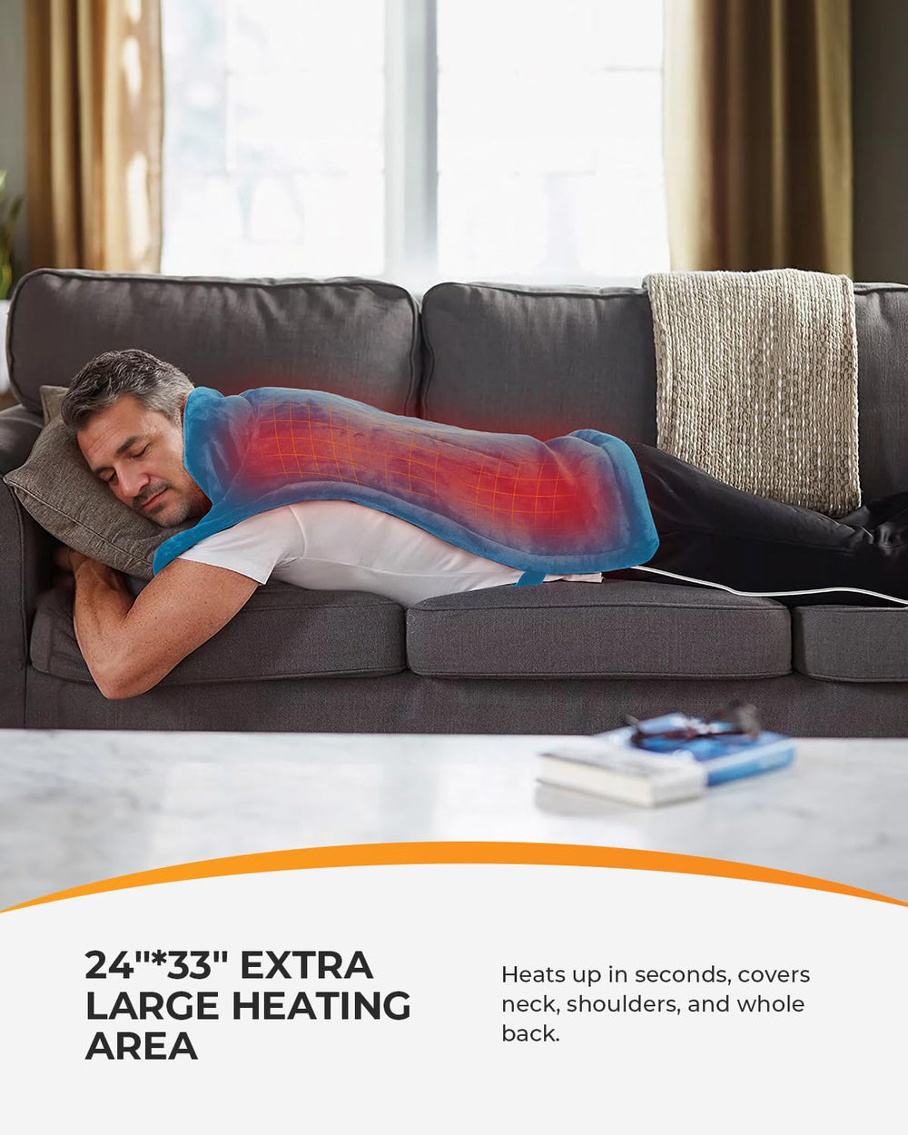 CooCoCo Heating Pad rapid-heat therapy heats quickly for instant comfort.
