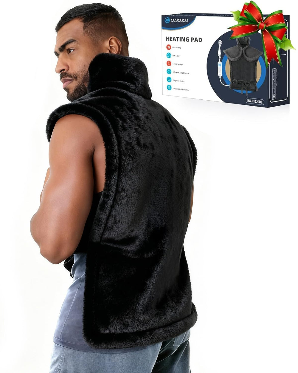 CooCoCo large heating pad 24x37 shows back area warmth for soothing relief at home.