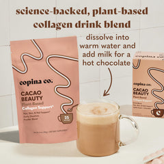 Copina Co. cacao beauty powder close-up, ideal for energizing smoothies.