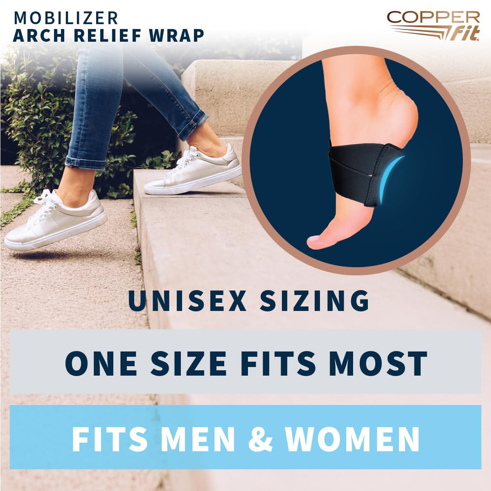 Copper Fit Mobilizer Arch Wrap close-up fabric highlights moisture-wicking comfort