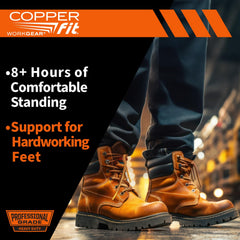 Copper Fit Pro Grade work insoles featuring anti-fatigue cushioning for long shifts.