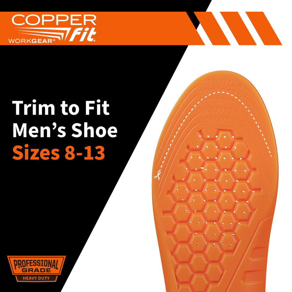 Copper Fit Pro Grade work insoles with breathable top layer and odor reduction.