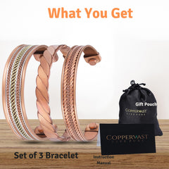Coppervast pure copper bracelet close-up showing rich color and texture.