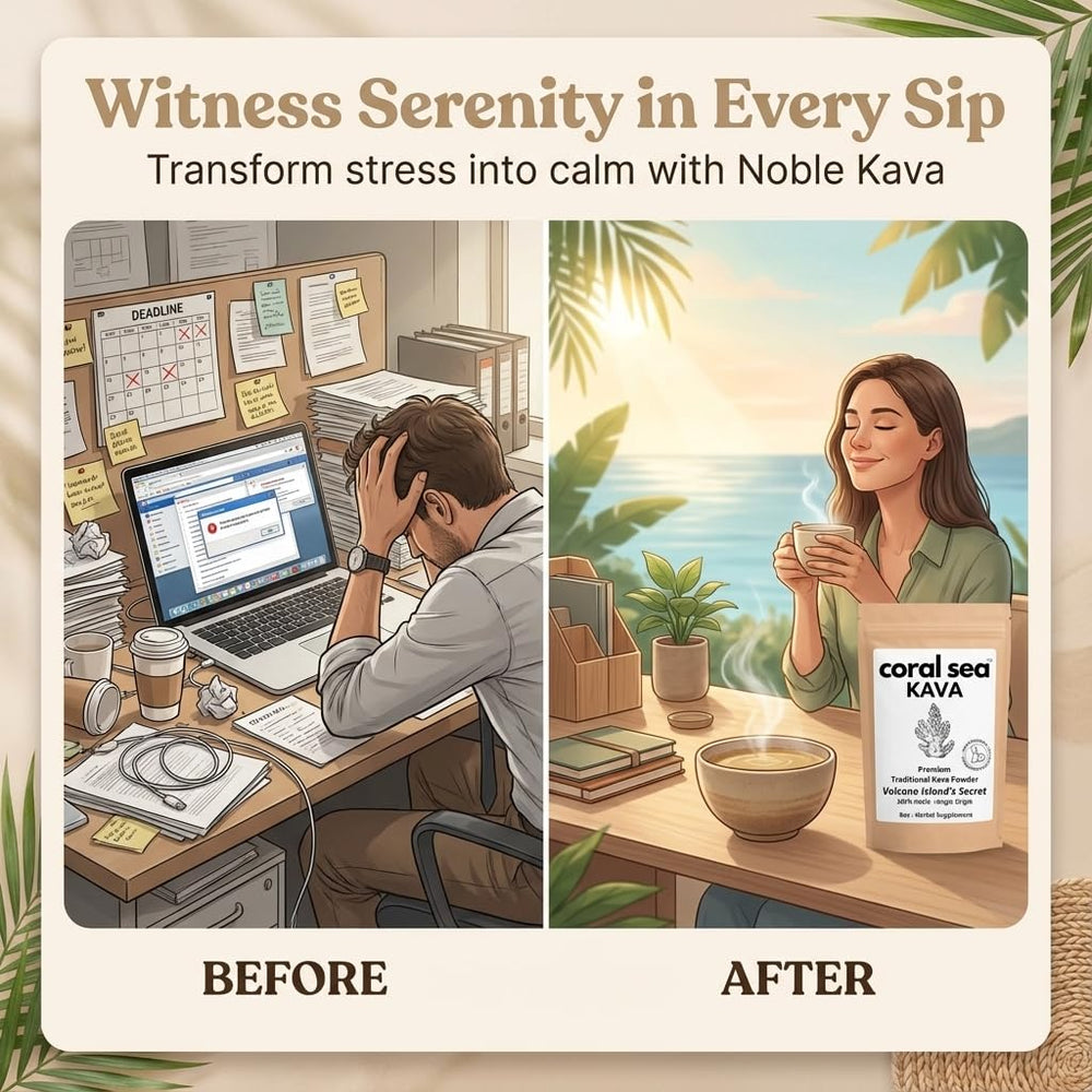 Eco-friendly packaging from Coral Sea Kava supporting reef restoration efforts.