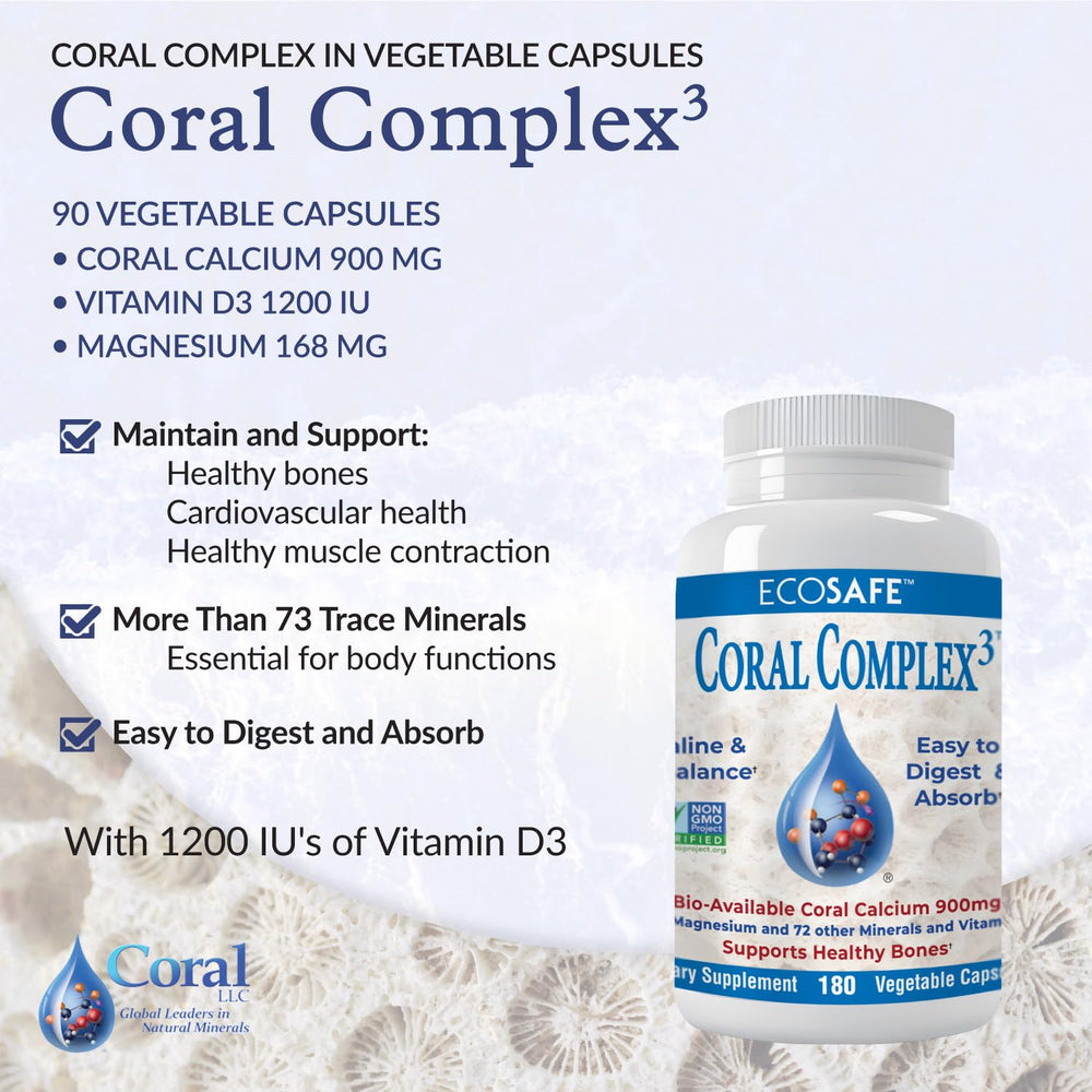 Coral White Coral Complex-3 capsules closeup highlighting nutrient blend