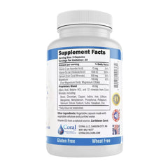Porous fossilized coral calcium capsule emphasizing gentle digestion and absorption.