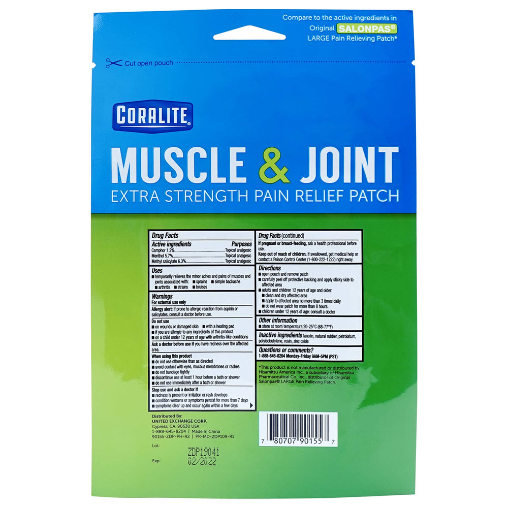 Coralite patch application guide shows quick, easy setup.