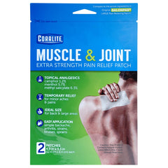 Coralite pain patch on back area delivers targeted, fast-acting relief.