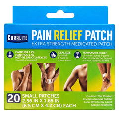 Coralite small pain relief patch showing compact design for targeted relief