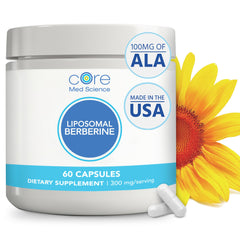 Core Med Science liposomal berberine bottle highlighting high absorption delivery for daily wellness