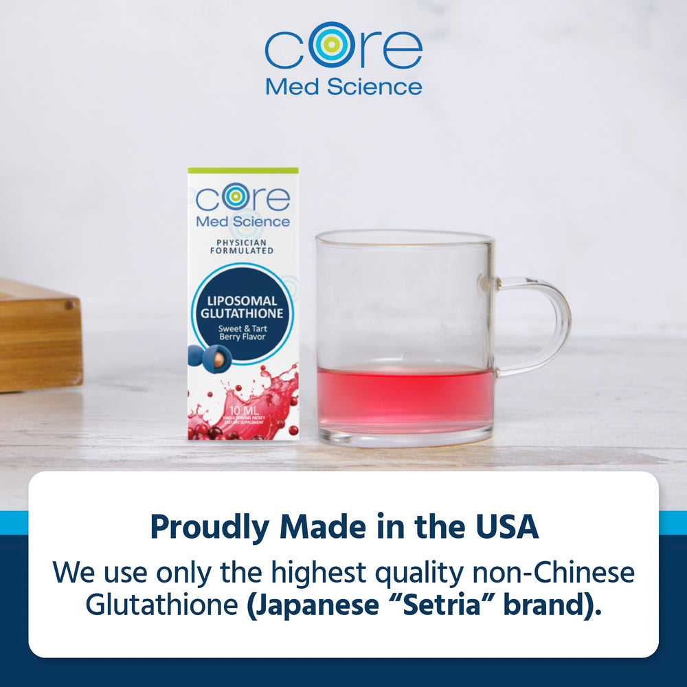 Core Med Science liposomal glutathione produced in a USA facility ensures quality