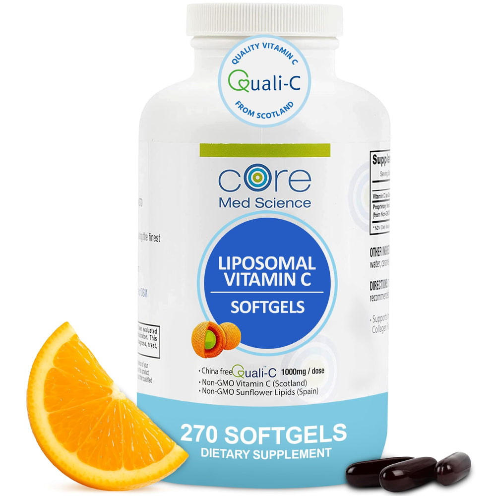 Core Med Science liposomal Vitamin C bottle designed for convenient daily immune support.