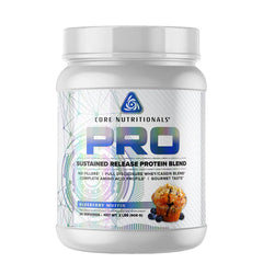 Core Nutritionals Pro Sustained Release Blueberry Muffin tub for steady daily protein