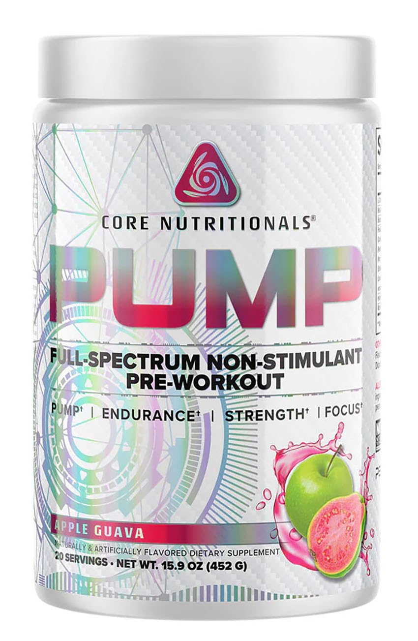 Core Nutritionals Pump bottle front showing Apple Guava flavor for easy pre-workout fueling